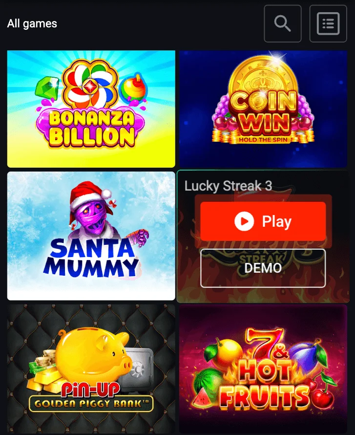 Games on Pin Ip Casino